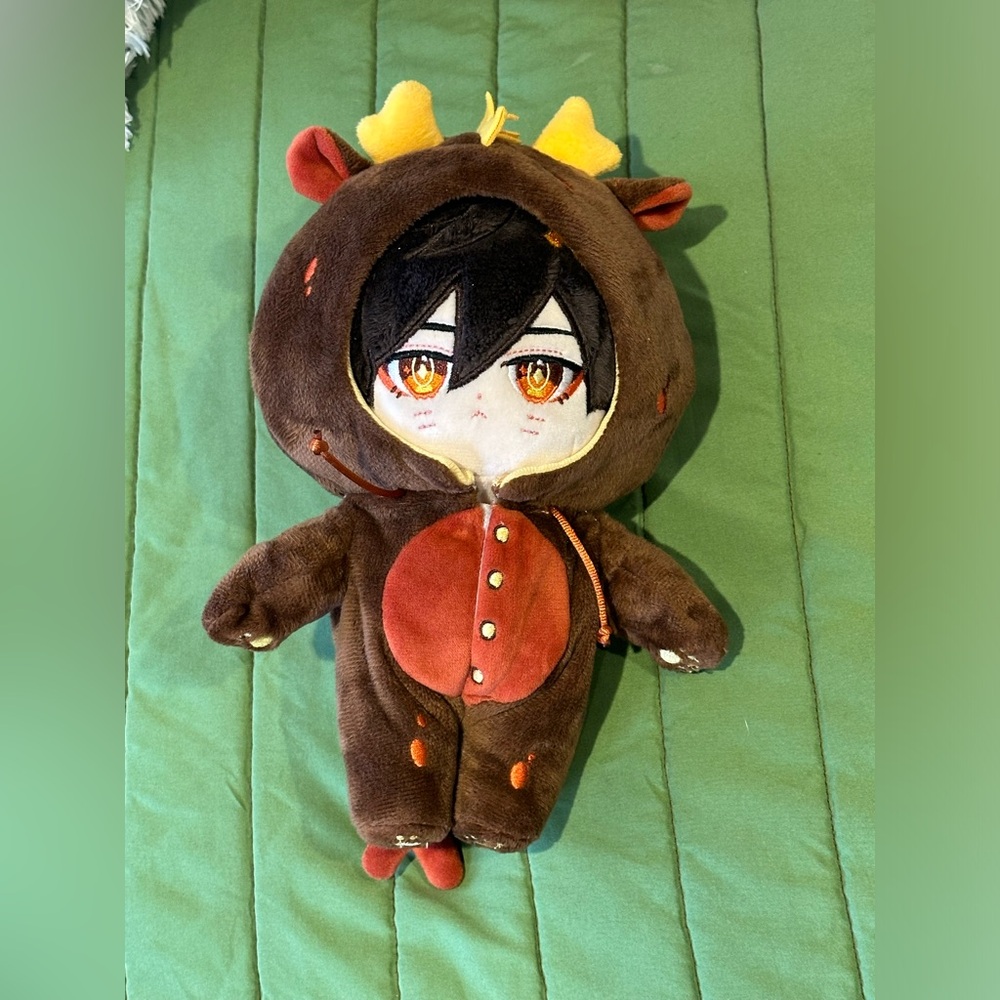 Genshin Impact Zhongli Plus Doll 8 1/2” . Doll and costume.